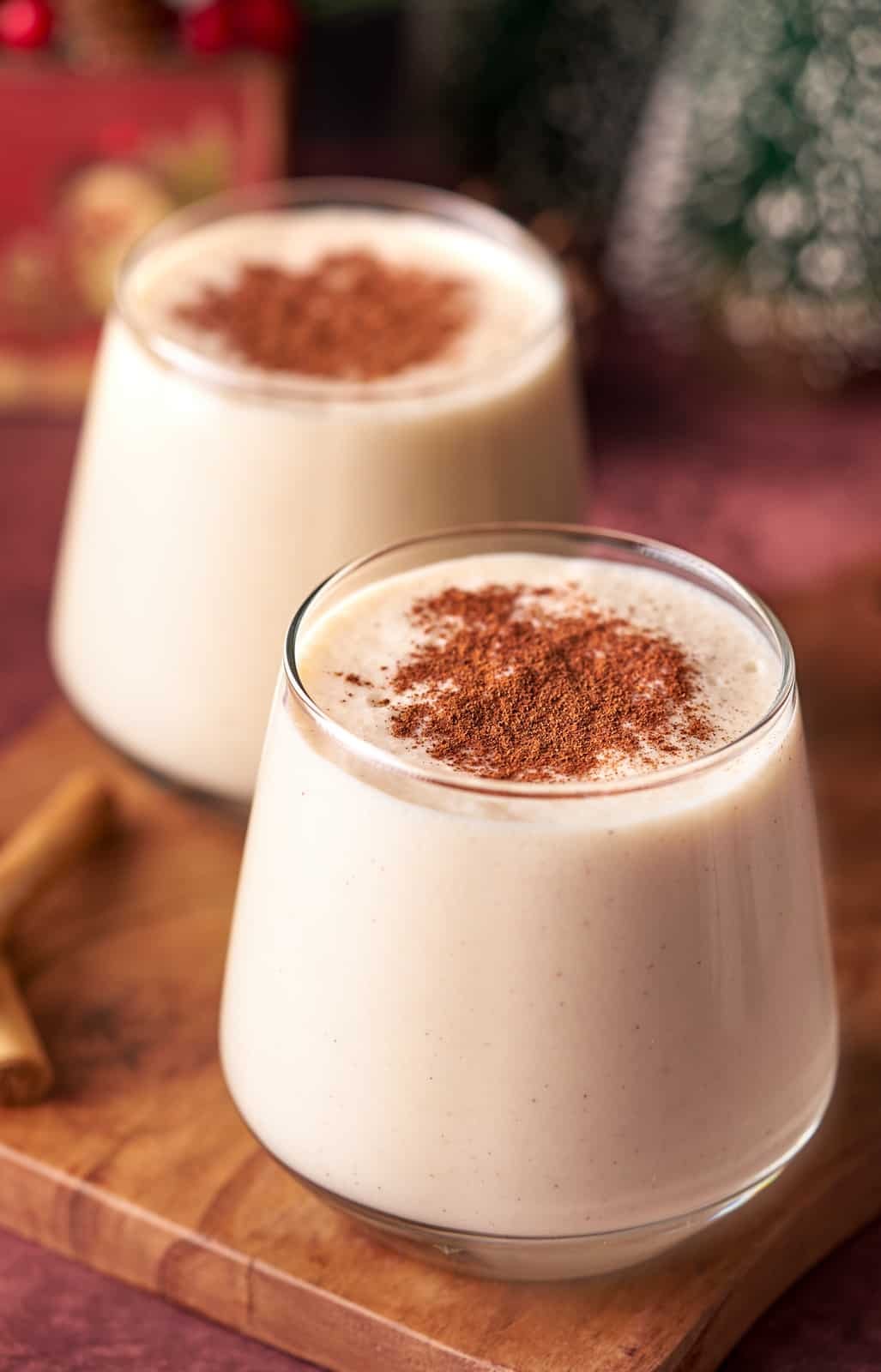 Coquito creamy coconut rum cocktail with cinnamon